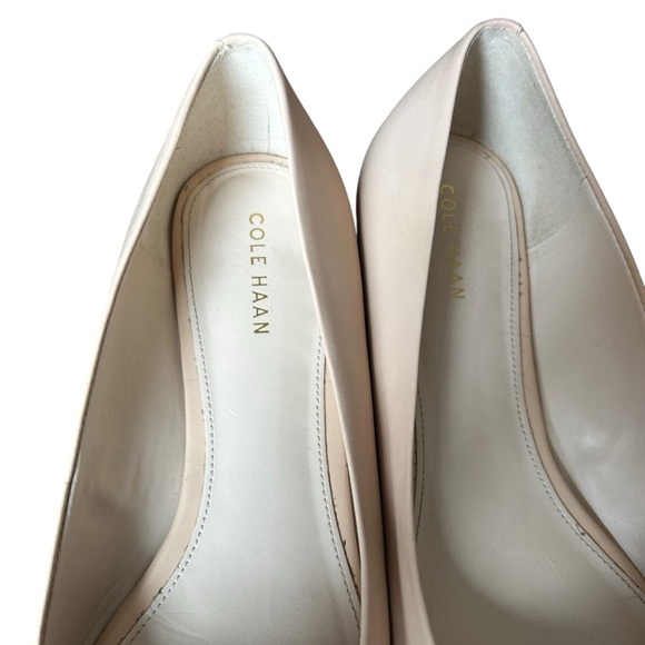 Cole Haan Leather Elsie Bow Skimmer Pointed Toe Flats | Size 7 | Nude / Gold - Picture 10 of 15